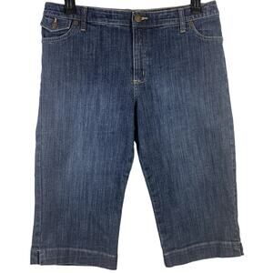 Lands' End Denim Capri Women's Size 14 Blue Snaps
